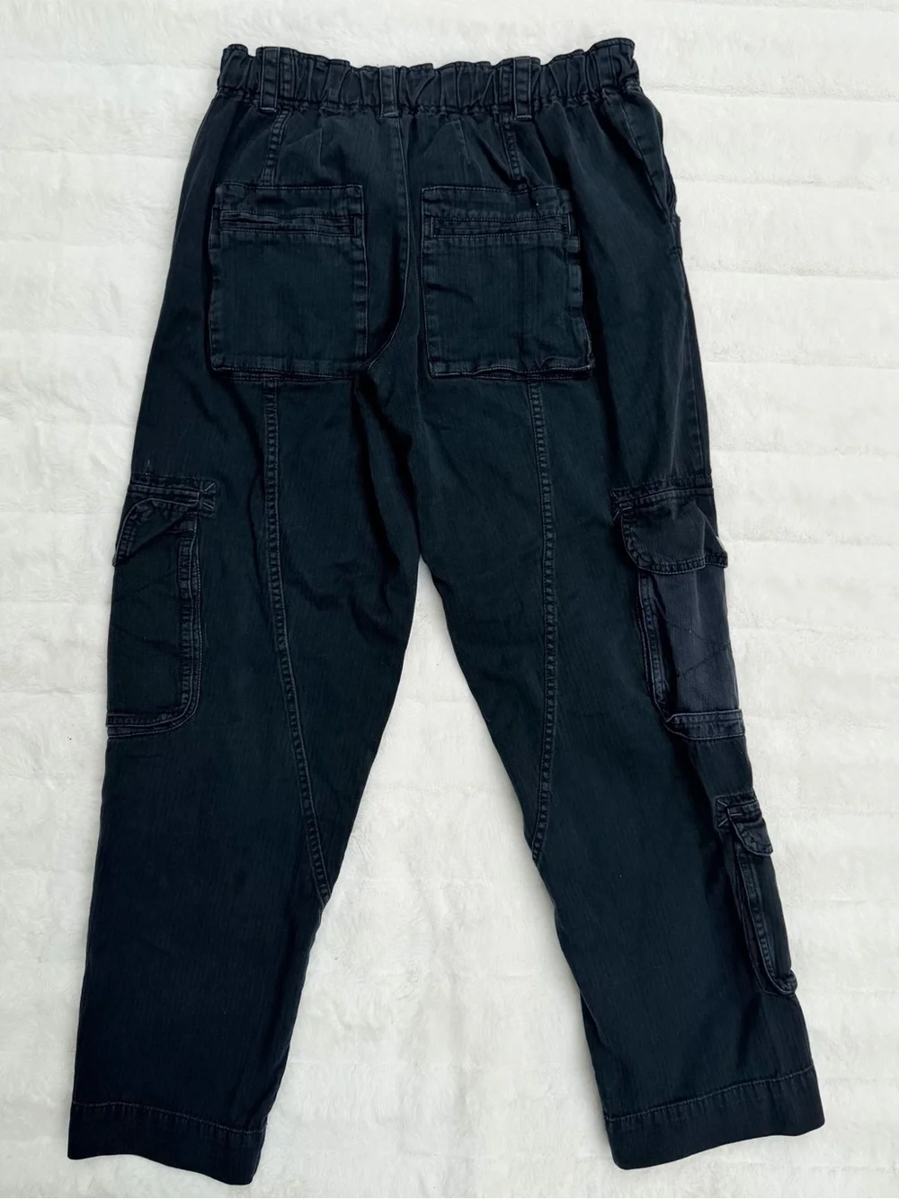 Free People Tahiti Cargo Pants Black Utility Drawstring Relaxed Fit S - Picture 9 of 12